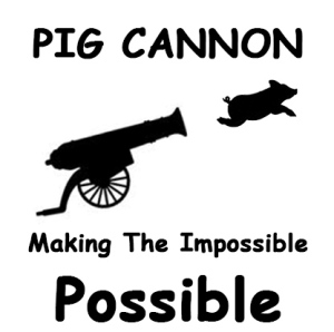 Image result for shooting a pig out of a cannon